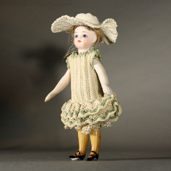 antique all bisque doll , Antique all-bisque mignonette  , Antique Dollhouse miniature