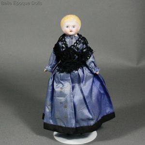 Antique German Dollhouse Doll with High Laced Black Painted Boots