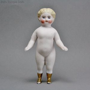 All-Bisque Frozen Charlotte Doll with Gold painted Boots