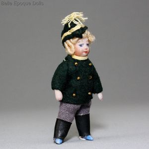 Antique All-Bisque Soldier with Green Jacket