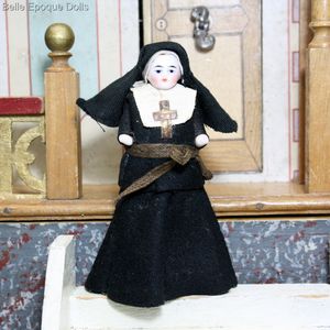 Antique All-bisque Frozen Charlotte Doll dressed as Nun