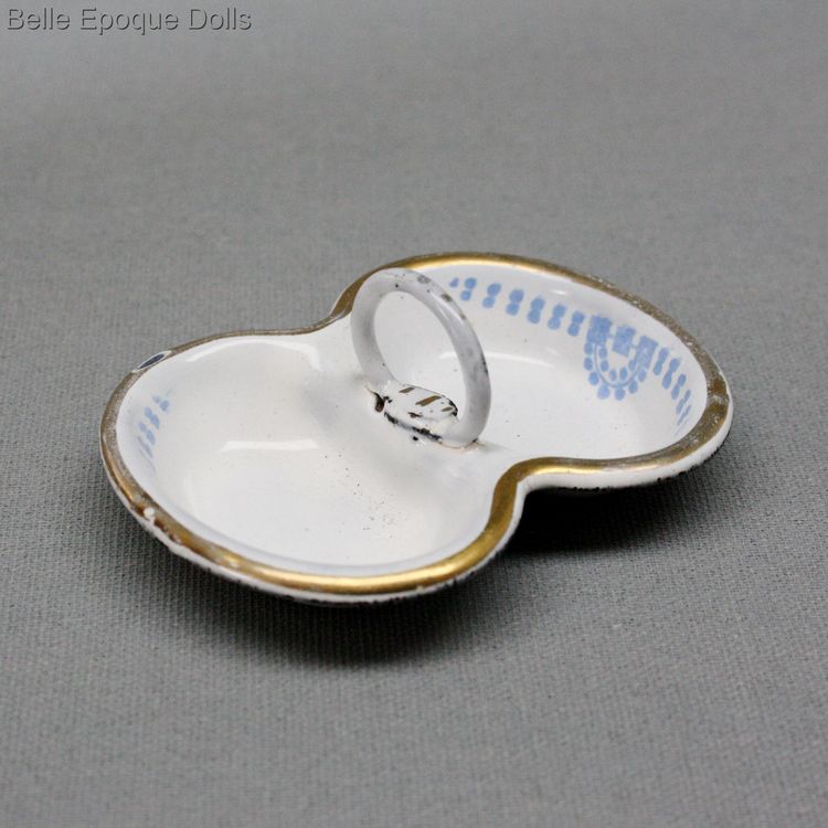 Antique Miniature metal dish , enamel miniature antique dish