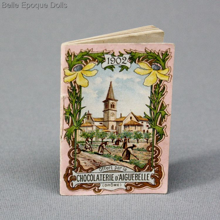 Antique miniature paper calendar , Antique dollhouse accessories calendar