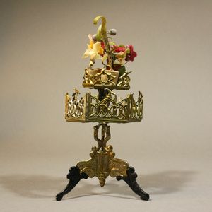 Rare Double-Tiered Pedestal Plant Stand
