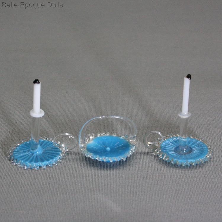french glass candleholder , antique dollhouse accessories