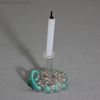 miniature spun glass candelstick , antique dollhouse spun glass candle holder , french glass candleholder 