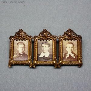 Triptych of three Children s Photos in  Metal Frame