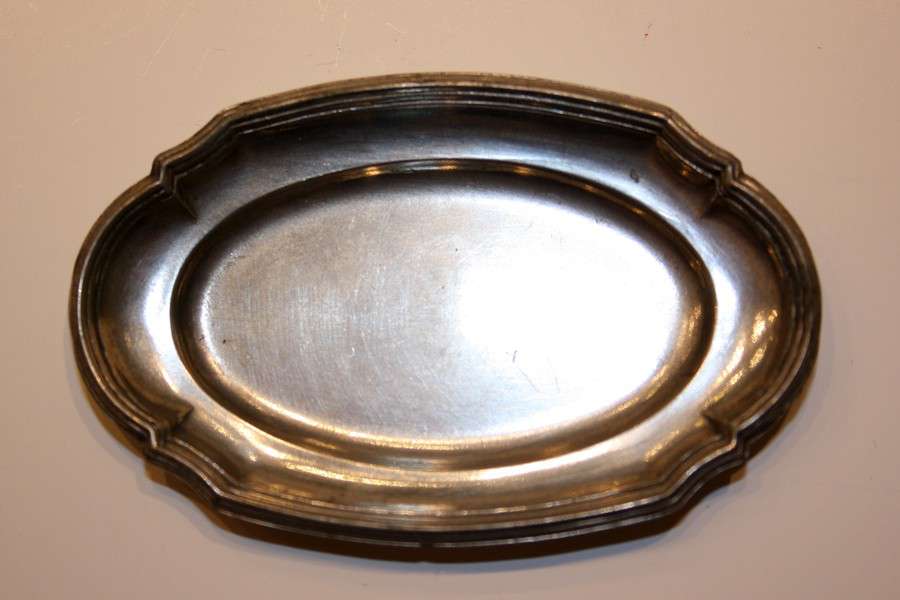 antique dollhouse pewter tray , Antique miniature pewter accessories