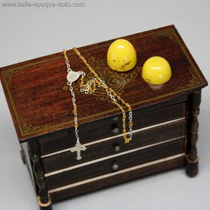 antique  miniature egg doll accessories , Antique miniature French glass beads rosary , bakelite egg 