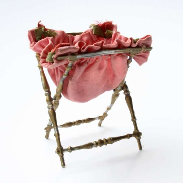 sewing for doll , Antique miniature doll sewing basket , Antique folding sewing basket