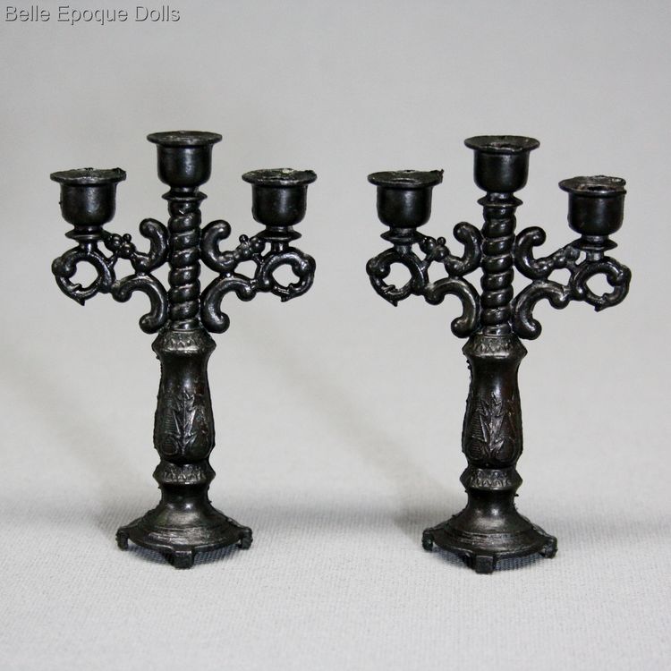 miniature Religious accessory - Antique French Metal Accessories  , antique miniature candelabra Simon Rivollet , miniature Religious accessory - Antique French Metal Accessories 