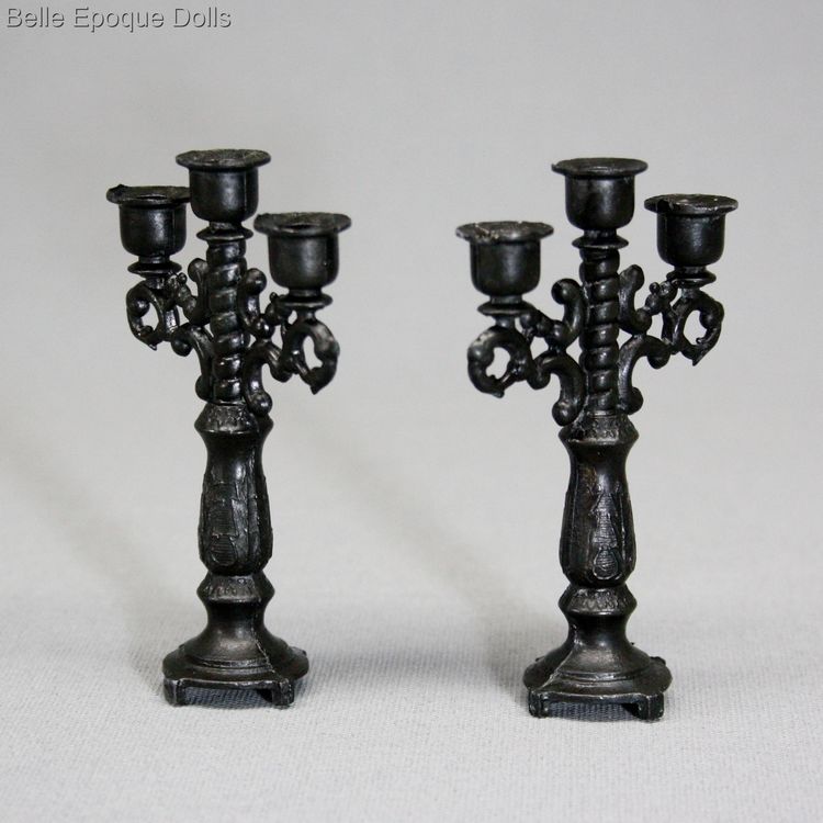 antique miniature candelabra Simon Rivollet , miniature Religious accessory - Antique French Metal Accessories 
