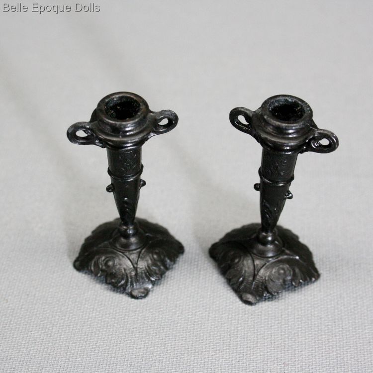 antique miniature candelstick Simon Rivollet , miniature Religious accessory - Antique French Metal Accessories 