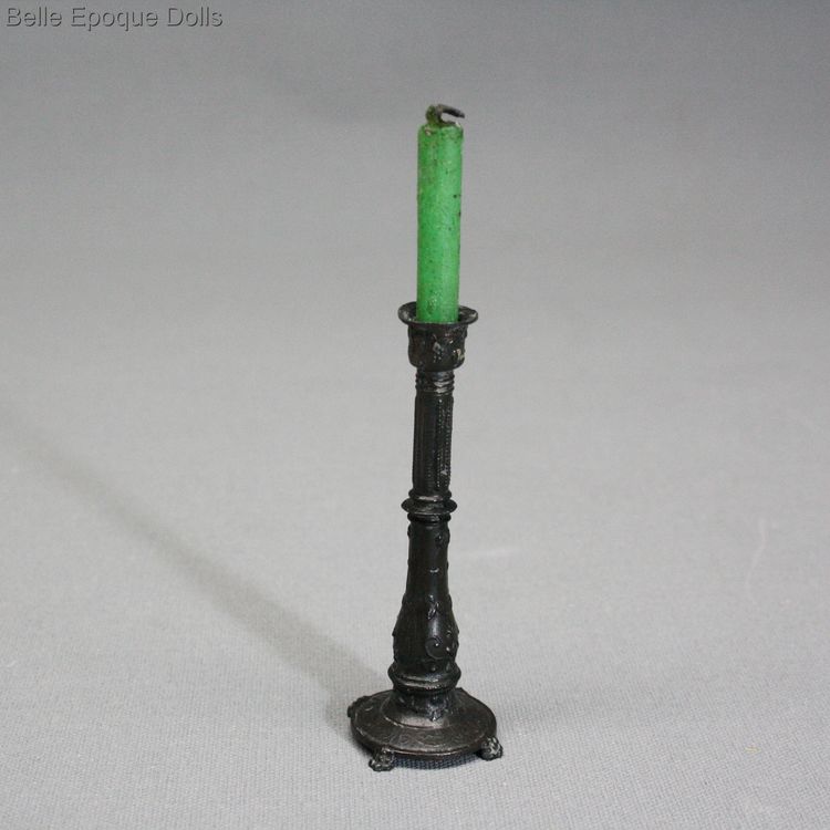 antique metal miniature candlestick , alte puppen kerzenhalter
