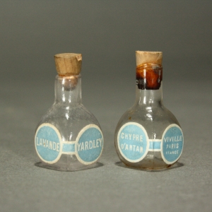 Two Minuscule Perfume Glass Bottles from Viville in Paris
