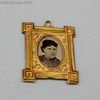 antique miniature frame with portrait  , antique dollhouse accessories , antique dollhouse gilt frame 