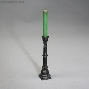 Antique Metal Candlestick for Fashion Doll with Floral Decoration