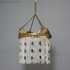 antique miniature  lamp with glass pearls , alte puppenstuben kronleuchter aus glasperlen , antique miniature  lamp with glass pearls 