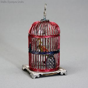 solfmetal miniature bird cage , miniature antique dollhouse accessory , antik miniature vogelbauer in blech  