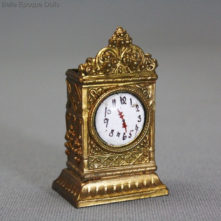 Erhard & Sohne mantel clock , Antique dolls house mantel clock  , ormolu dollhouse accessories