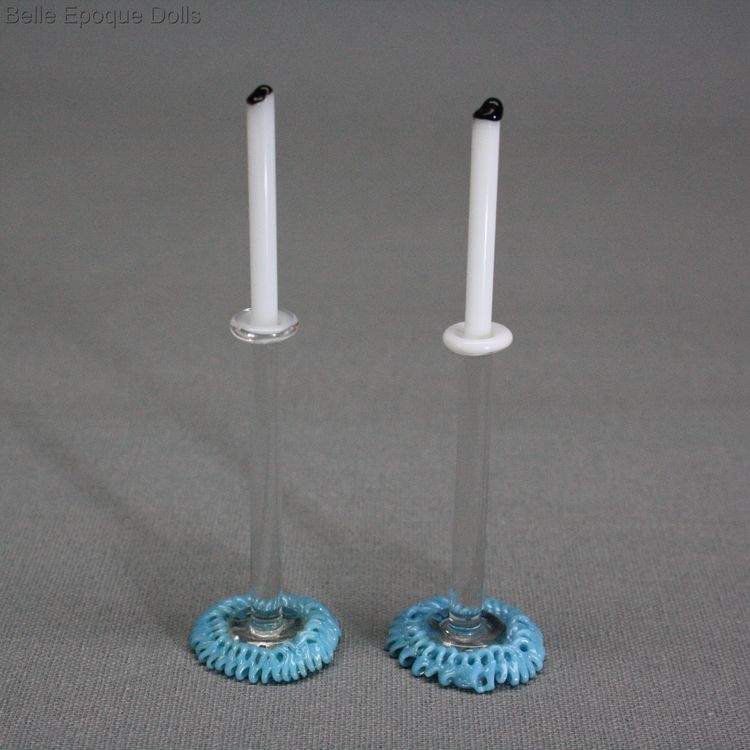 Antique miniature spun glass candelstick , antique fashion dolls glass candelstick accessories