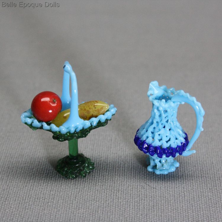 Antique Dollhouse miniature spun glass , Puppenstuben zubehor glasware