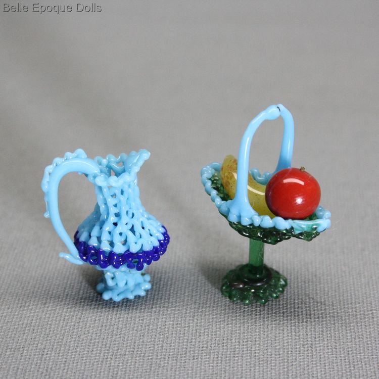 Puppenstuben zubehor glasware , Antique Dollhouse miniature spun glass , Puppenstuben zubehor glasware