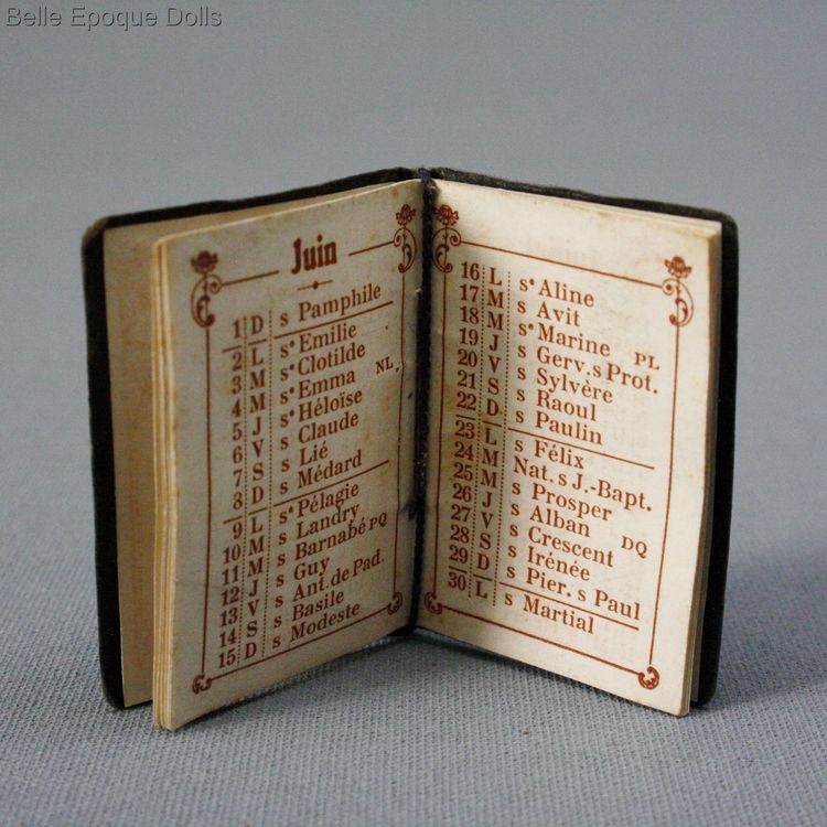 Antique miniature french calendar , Puppenstuben zubehor