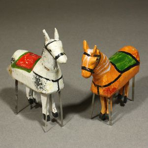 Dollhouse Wooden Horses with loosely jointed legs