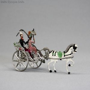 Antique Horse-drawn Buggy Toy by Babette Schweizer  , Antique Dollhouse soft metal miniature ,  