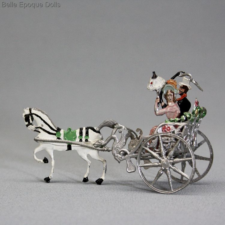 Babette Schweizer accessory , Antique Horse-drawn Buggy Toy by Babette Schweizer  , Antique dolls house accessory 