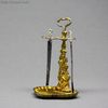 Antique Dollhouse miniature umbrella stand , Antique dolls house soft metal umbrella stand , Puppenstubenzubehr Schirmstnder mit zwei Regenschirmen und einem Spazierstock 