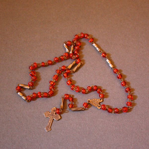 antique glass beads rosary , Antique rosary miniature , antique glass beads rosary