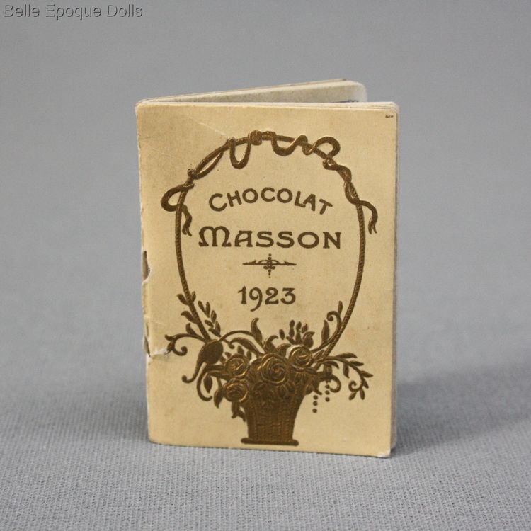 Antique Dollhouse miniature calendar ,  Chocolat Masson miniature calendar