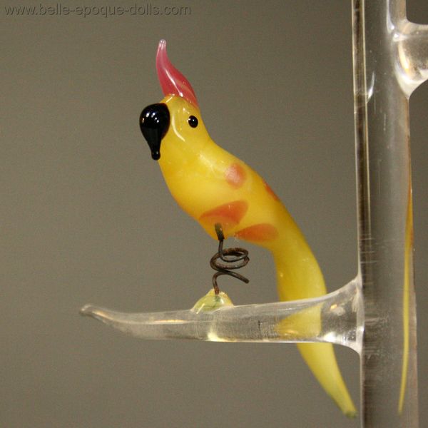 Antique Miniature Glass Parrots , Antique dolls house accessories  , Antique Dollhouse miniature