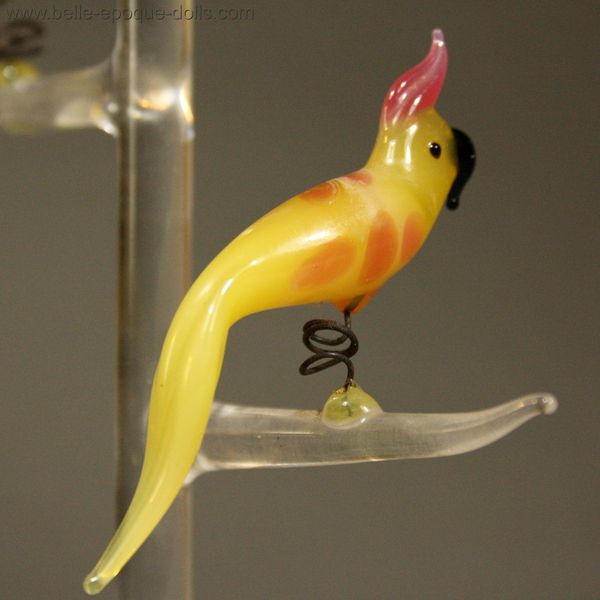 Antique Miniature Glass Parrots , Antique Dollhouse miniature , Puppenstuben zubehor