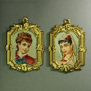 Pair of German Ormolu Frames with Original Lithographed Portraits - By Erhard and Sohne