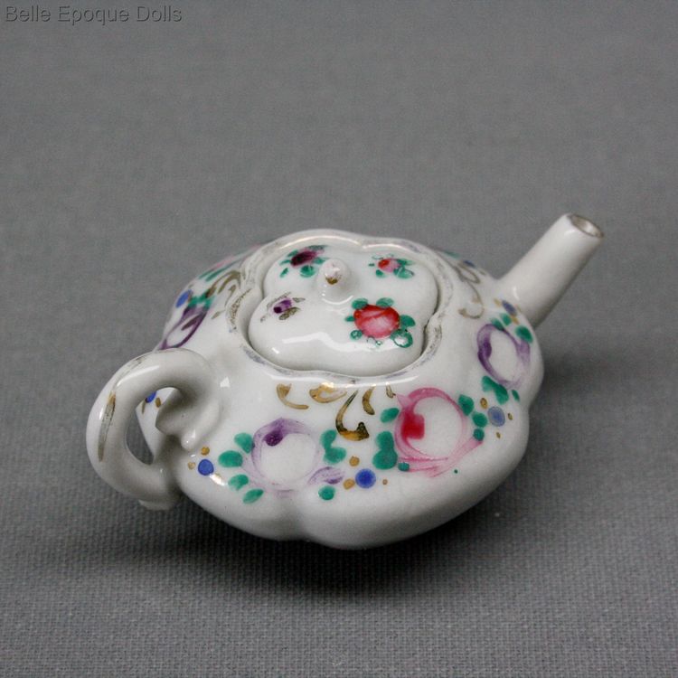 antique miniature fashion doll tea service , Antique Dollhouse miniature tea tete a tete , Puppenstuben zubehor