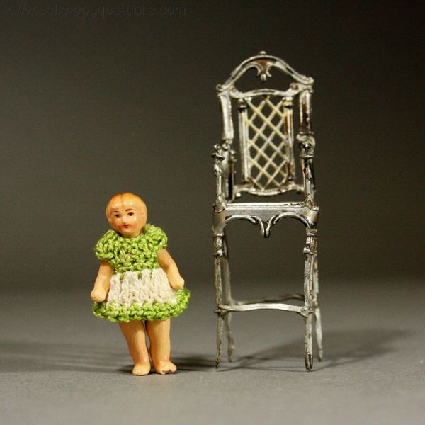 Antique soft metal child chair , Antique Dollhouse miniature child chair , Puppenstuben zubehor