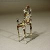 Puppenstuben zubehor , Antique dolls house furniture metal baby high chair , Antique Dollhouse miniature child chair 