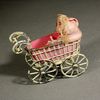 Antique Dollhouse miniature soft metal pram ,  , Puppenstuben zubehor wagen 