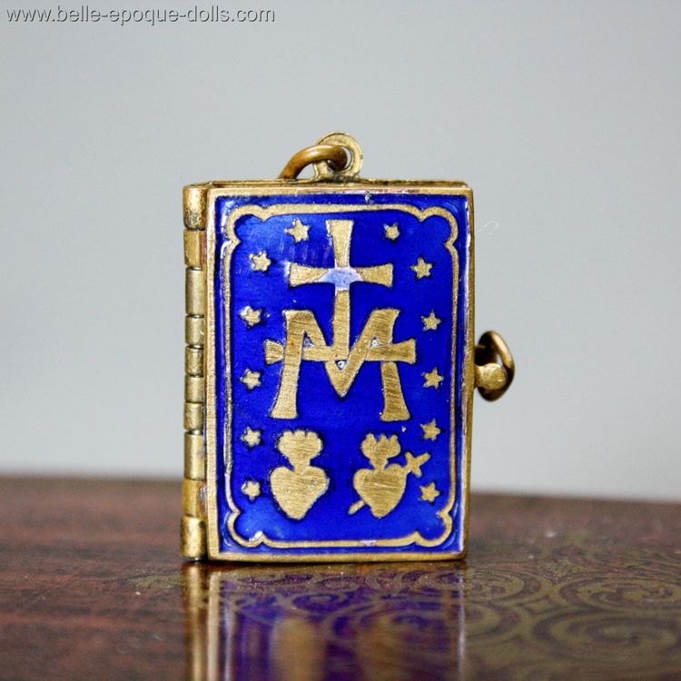 Antique Dollhouse miniature biblical scene , enamel cover