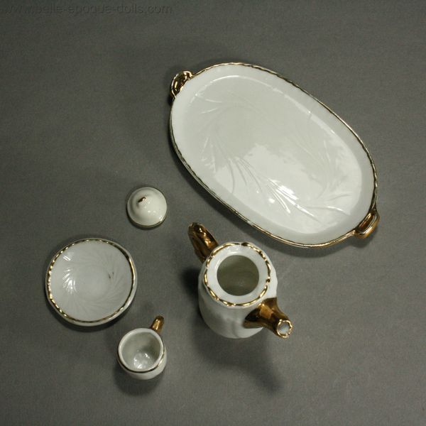 Antique Dollhouse porcelain coffee set , Puppenstuben zubehor porzellan kaffee kanne