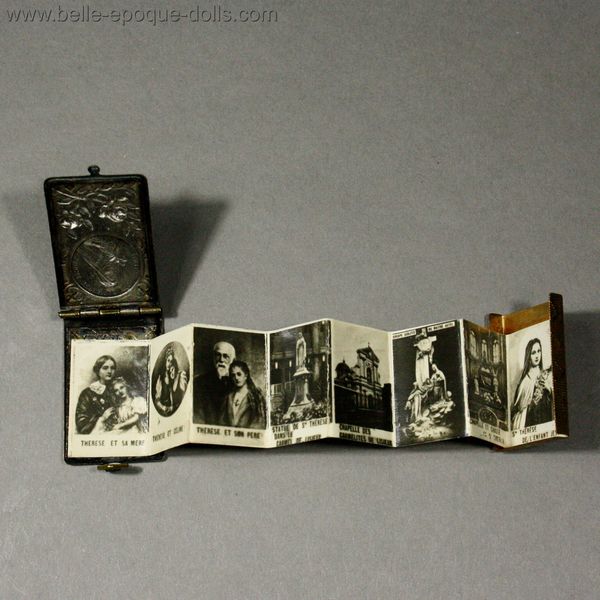 Antique Dollhouse miniature religious book with pictures , chatelaine miniature book