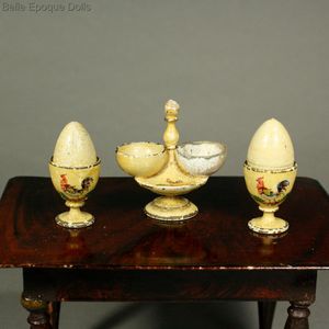 Early Exceptional  Painted Wooden Eggs Service Set