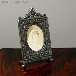 Antique Metal Table Frame with Photograph of a Bride
