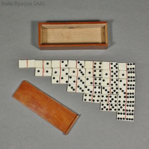 Antique Miniature  Domino Game in Original Wooden Box