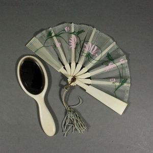 Hand Mirror with Original Mirror Plate and Doll Fan