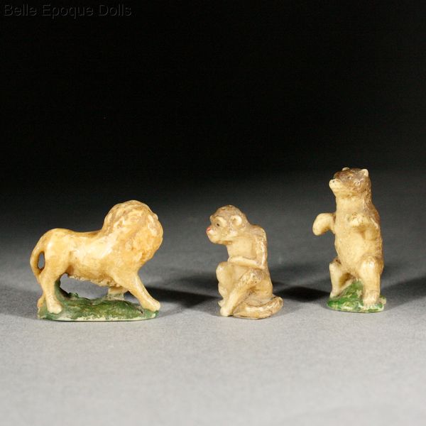 Antique Dollhouse wax animals miniature , Puppenstuben zubehor tier aus Wachs