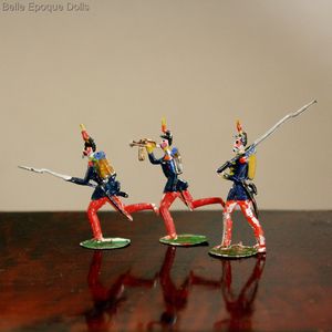 Antique Miniature Dollhouse Accessories -  Three Metal Soldiers